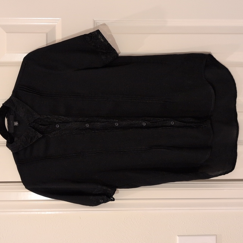Joe's Jeans Black Short Sleeve Top With Lace Very Sexy Size S